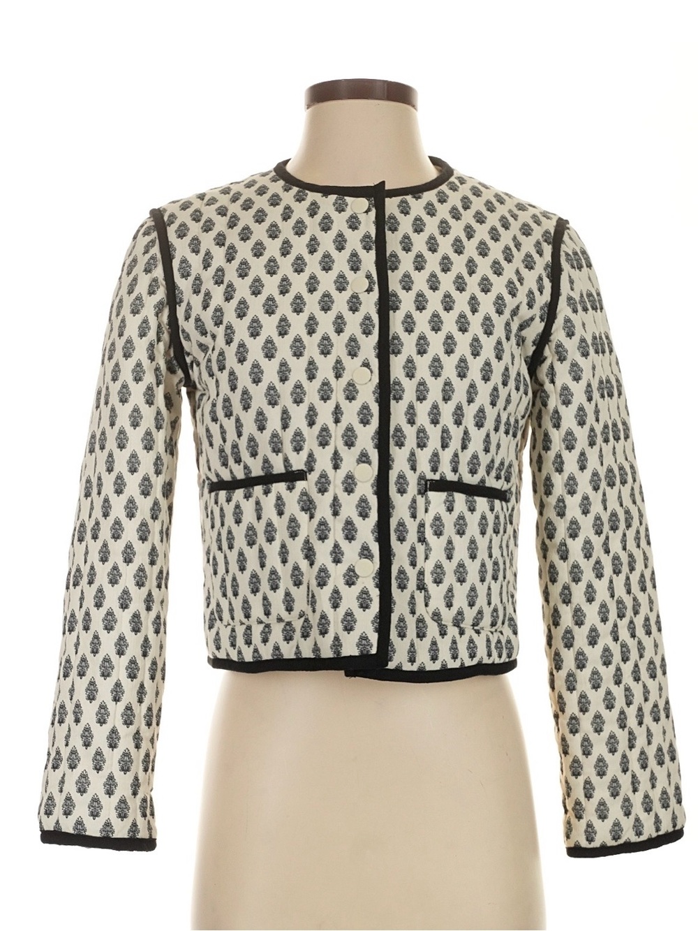 H&M Ivory Jacket with Black Motif and Trim